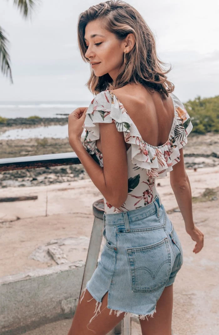 Double Ruffle Off The Shoulder Rib Bodysuit 10 Double Ruffle Off The Shoulder Rib Bodysuit - Image 8