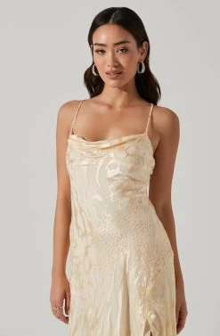 Gaia Burnout Floral Midi Dress -Chic Outfit Shop ACDR100133F CREAMFLORALBURNOUT 3