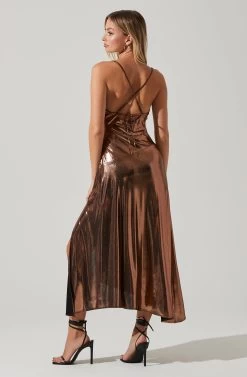Gaia Metallic Midi Dress -Chic Outfit Shop ACDR100133K BRONZE 6