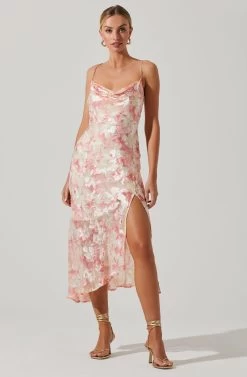Gaia Floral Burnout Midi Dress -Chic Outfit Shop ACDR100133SB PINKBURNOUT 2