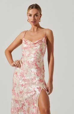Gaia Floral Burnout Midi Dress -Chic Outfit Shop ACDR100133SB PINKBURNOUT 3