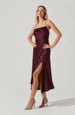 Gaia Midi Dress -Chic Outfit Shop ACDR100133S DEEPWINE 1 2