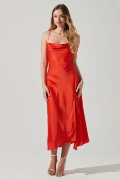 Gaia Midi Dress -Chic Outfit Shop ACDR100133S TANGERINE 0616
