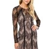Long Sleeve Lace Bodycon Dress -Chic Outfit Shop ACDR100156 BLACK NUDE 05