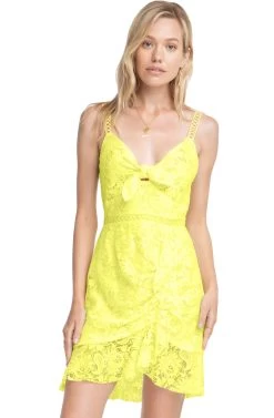 Joey Lace Mini Dress 11 Joey Lace Mini Dress -Chic Outfit Shop ACDR100192 LEMON DROP YELLOW 1A