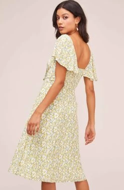 Rachelle Print Midi Dress -Chic Outfit Shop ACDR100212 LEMON DROP 4AA
