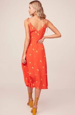 Brigitte Midi Dress -Chic Outfit Shop ACDR100239 ATOMIC ORANGE PRINT 3A