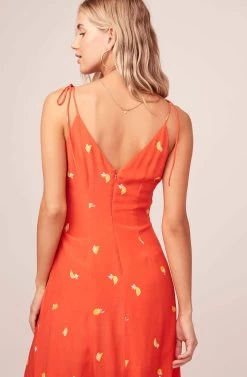 Brigitte Midi Dress -Chic Outfit Shop ACDR100239 ATOMIC ORANGE PRINT 4AA