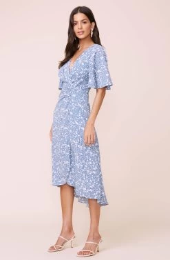 Delaney Floral Midi Dress -Chic Outfit Shop ACDR100310B BLUEIVORYDITSY 2