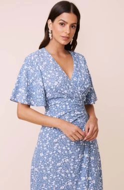 Delaney Floral Midi Dress -Chic Outfit Shop ACDR100310B BLUEIVORYDITSY 3