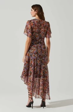 Mirella Floral Midi Dress 19 Mirella Floral Midi Dress -Chic Outfit Shop ACDR100436DS ORANGEPURPLEFLORAL 6