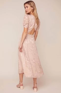 Monarch Floral Jacquard Midi Dress 10 Monarch Floral Jacquard Midi Dress -Chic Outfit Shop ACDR100482 BLUSH FLORAL JACQUARD 4
