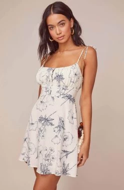 Mon Cheri Floral Dress -Chic Outfit Shop ACDR100527B NAVY SKETCH FLORAL 3