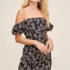 Raina Fruit Off Shoulder Dress -Chic Outfit Shop ACDR100544 BLACK CREAM PINEAPPLE PRINT 2