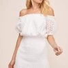 Desi Off Shoulder Eyelet Dress -Chic Outfit Shop ACDR100560 WHITE 2