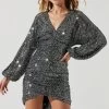 Dottie Metallic Mini Dress -Chic Outfit Shop ACDR100742 SILVER BLACK 1836