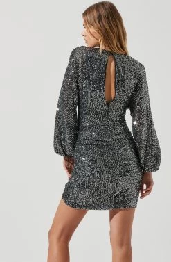 Dottie Metallic Mini Dress 14 Dottie Metallic Mini Dress -Chic Outfit Shop ACDR100742 SILVER BLACK 1844