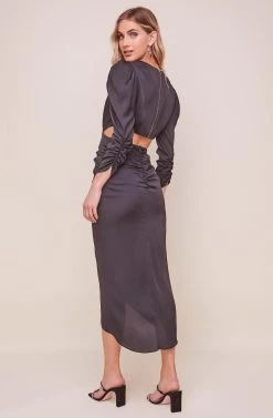 Jayla Ruched Cutout Dress -Chic Outfit Shop ACDR100768S BLACK 3