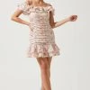 Una Ruffle Mini Dress -Chic Outfit Shop ACDR100793B OFF WHITEPINKMULTI 1