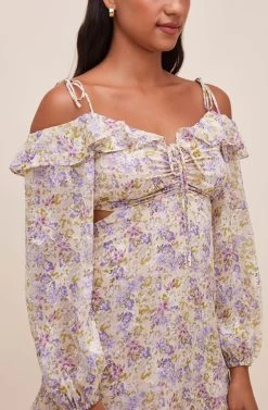Anastasia Cutout Mini Dress -Chic Outfit Shop ACDR100851JC IVORYLILACFLORAL 6
