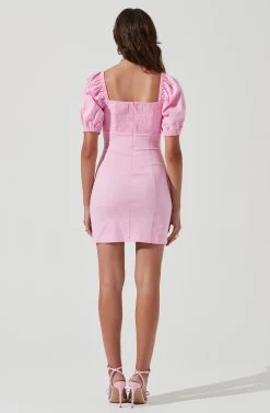 Wendy Square Neck Puff Sleeve Mini Dress -Chic Outfit Shop ACDR100952C PINK 0951 2b3d33fd 4fe1 4018 9e23 a247482f6b85