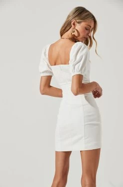 Wendy Square Neck Puff Sleeve Mini Dress -Chic Outfit Shop ACDR100952C WHITE 6 805e7f05 d40b 496d a0ec a623b6fc6797
