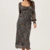 Salinas Floral Long Sleeve Midi Dress -Chic Outfit Shop ACDR100955 BLACKMULTIDITSY 1