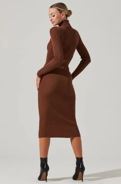 Abilene Long Sleeve Turtleneck Midi Sweater Dress -Chic Outfit Shop ACDR100970 NUTMEG 10791 daea515e 1a19 4647 81ba cee89a1170ed