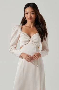 Lainie Cutout Long Sleeve Midi Dress -Chic Outfit Shop ACDR101000D PEARL 3