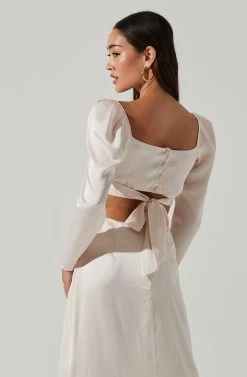 Lainie Cutout Long Sleeve Midi Dress -Chic Outfit Shop ACDR101000D PEARL 5