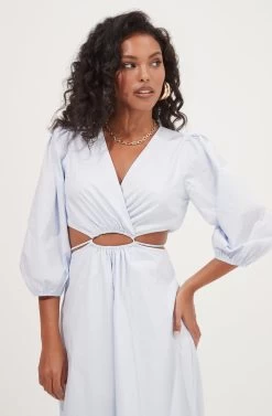 Rosewood Surplice Cutout Waist Midi Dress -Chic Outfit Shop ACDR101059 LIGHTBLUE 3