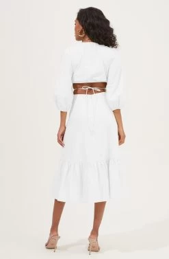 Rosewood Surplice Cutout Waist Midi Dress -Chic Outfit Shop ACDR101059 WHITE 5