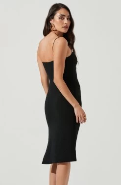 Dixon Square Neck Crinkle Midi Dress -Chic Outfit Shop ACDR101075 BLACK 4