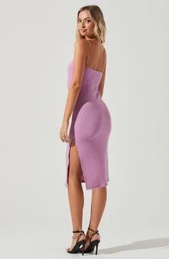 Dixon Square Neck Crinkle Midi Dress -Chic Outfit Shop ACDR101075 ELECTRICPINK 5