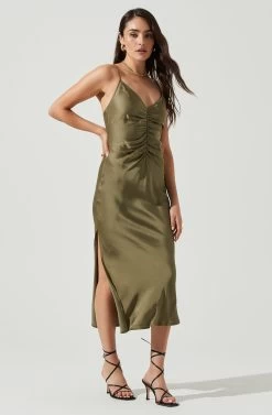 Valinda Ruched Front Midi Dress