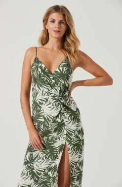 Destination Tropical Print Side Slit Midi Dress 10 Destination Tropical Print Side Slit Midi Dress -Chic Outfit Shop ACDR101132 GREENWHITEPALM 3