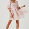 Principessa Bubble Sleeve Cutout Mini Dress -Chic Outfit Shop ACDR101139 PINK 1