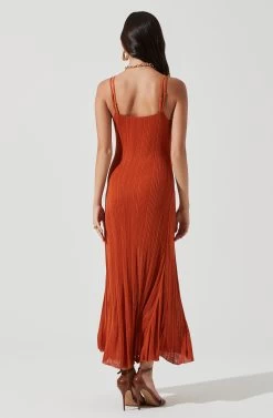 Telma Ribbed Knit Maxi Dress -Chic Outfit Shop ACDR101152 RUST 0831