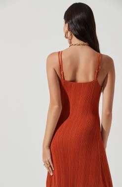 Telma Ribbed Knit Maxi Dress -Chic Outfit Shop ACDR101152 RUST 0836