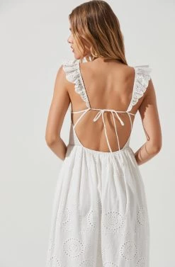 Cottage Eyelet Ruffle Midi Dress 11 Cottage Eyelet Ruffle Midi Dress -Chic Outfit Shop ACDR101156 WHITE 0870