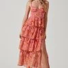 Midsummer Floral Tiered Maxi Dress -Chic Outfit Shop ACDR101226B MAGENTAYELLOWFLRL 2