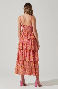 Midsummer Floral Tiered Maxi Dress -Chic Outfit Shop ACDR101226B MAGENTAYELLOWFLRL 6