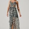 Palace Floral Cutout Ruffle Maxi Dress -Chic Outfit Shop ACDR101252 BLACKMULTIFLORAL 04211
