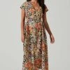 Miranda Floral Print Midi Dress -Chic Outfit Shop ACDR101340B ORANGEBLACKFLORAL 1