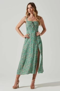 Elsie Floral Midi Dress -Chic Outfit Shop ACDR101374V GREENMAGENTADITSY 1