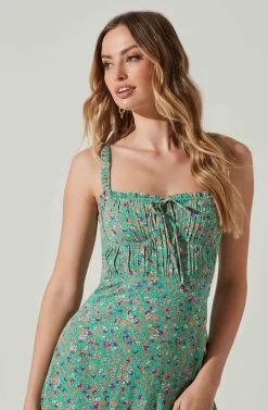 Elsie Floral Midi Dress -Chic Outfit Shop ACDR101374V GREENMAGENTADITSY 3