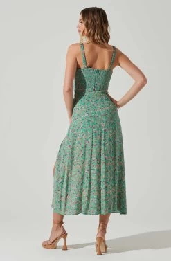 Elsie Floral Midi Dress -Chic Outfit Shop ACDR101374V GREENMAGENTADITSY 6