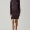 Tillie Metallic Mock Neck Mini Dress 2 Tillie Metallic Mock Neck Mini Dress -Chic Outfit Shop ACDR101381 PINKBLACK 1