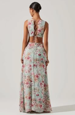 Noya Floral Cutout Maxi Dress -Chic Outfit Shop ACDR101457 AQUAPINKFLORAL 6 1