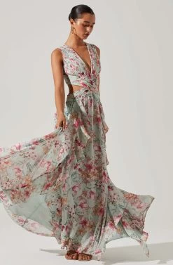 Noya Floral Cutout Maxi Dress -Chic Outfit Shop ACDR101457 AQUAPINKFLORAL 6 3
